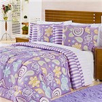 Ficha técnica e caractérísticas do produto Kit de Cama Casal Ipanema Flor Lilás 7 Peças - Enxovais Aquarela