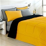 Ficha técnica e caractérísticas do produto Jogo de Cama Solteiro Preto/Amarelo C/ 3 Pçs - City Home