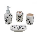 Ficha técnica e caractérísticas do produto Kit de Cerâmica para Banheiro com 4 Peças e G: 8X8X19Cm - Preto e Branco
