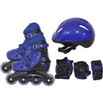 Ficha técnica e caractérísticas do produto Kit de Patins Radical Rollers Completo Azul - Bel Sports