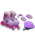 Ficha técnica e caractérísticas do produto Kit de Patins Rollers Estampado - Lilás G (38-41) + DVD Fabiola- Bel Sports