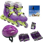 Ficha técnica e caractérísticas do produto Kit de Patins Rollers Estampado - Lilás M(34-37) + DVD Fabiola- Bel Sports