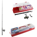 Kit de Pesca com Vara e Molinete + 44 Acessorios no Estojo 1,6m