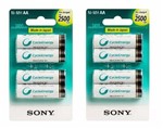 Ficha técnica e caractérísticas do produto Kit de Pilhas Sony 8 AA Pequena 2500 Mah Recarregável 1,2v