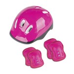 Kit Proteção Capacete Joelheira Cotoveleiras Pink - Fênix