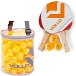 Ficha técnica e caractérísticas do produto Kit de Tênis Mesa Vollo 2 Raquetes com 100 Bolas Table Tennis