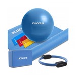 Ficha técnica e caractérísticas do produto Kit de Yoga e Pilates Kikos com Bola Anel Bloco Tapete e Faixas
