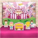 Ficha técnica e caractérísticas do produto Kit Decoração Festa Infantil Circo Rosa Cenários Kit Prata