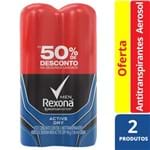 Ficha técnica e caractérísticas do produto Kit Desodorante Rexona Aero C/2 Masculino Active (50% de Desconto na 2° Uni.)