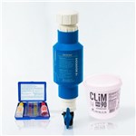 Kit Dosador de Cloro D1 + Pote 1 Kg Clim90 + Estojo de Análise Cloro/PH - Cloracqua