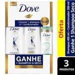 Ficha técnica e caractérísticas do produto Kit Dove Reconstrução Completa Shampoo 400ml + Condicionador 200ml + Shampoo a Seco Day 2 75ml