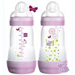Ficha técnica e caractérísticas do produto Kit Duas Mamadeiras First Bottle Mam - 260 Ml Girls