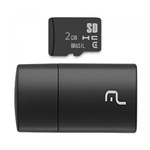Ficha técnica e caractérísticas do produto Kit 2 em 1 Leitor USB + Cartão de Memória Micro SD Classe 4 2GB Preto Multilaser - MC159