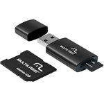 Ficha técnica e caractérísticas do produto Kit 3 em 1 Multilaser MC057 Cartão Micro SD 4GB + Adaptador + Leitor USB