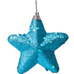 Ficha técnica e caractérísticas do produto Kit Enfeite Estrela com Glitter, Azul, 9,5 Cm - 6 Peças - Christmas Traditions