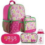 Kit Escolar Infantil Feminino Rosa Mochila + Lancheira + Marmita + Estojo + Squeeze - Jacki Design