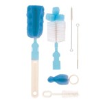Ficha técnica e caractérísticas do produto Kit Escova para Mamadeira e Canudo Azul - Buba Toys
