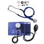 Ficha técnica e caractérísticas do produto Kit Esfigmomanometro + Estetoscopio Rappaport Azul Premium