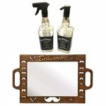 Ficha técnica e caractérísticas do produto Kit Espelho Barbeiro Saboneteira Borrifador Jack Daniels Barber Shop Personalizado