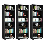 Ficha técnica e caractérísticas do produto Kit 3 Estantes Livreiro 6 Prateleiras Office Preto - Móveis Leão - Preto