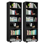 Ficha técnica e caractérísticas do produto Kit 2 Estantes Livreiro 6 Prateleiras Office Preto - Móveis Leão - Preto