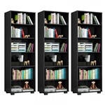 Ficha técnica e caractérísticas do produto Kit 3 Estantes Livreiro 6 Prateleiras Office Preto - Móveis Leão