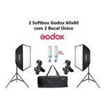 Ficha técnica e caractérísticas do produto Kit Estúdio com 2 Softbox Godox 60x60cm com Bocal Único