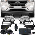 Ficha técnica e caractérísticas do produto Kit Farol de Milha Hyundai Creta 2017 2018 Neblina Auxiliar Botão Modelo Original