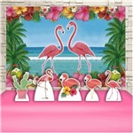 Ficha técnica e caractérísticas do produto Kit Festa Aniversário Flamingo Decoração Kit Prata Cenários