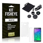 Ficha técnica e caractérísticas do produto Kit Fisheye Samsung A3 2015 Película de Vidro + Lente Fisheye + Capa TPU -ArmyShield