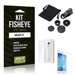Ficha técnica e caractérísticas do produto Kit Fisheye Samsung J2 2015 Película de Vidro + Lente Fisheye + Capa TPU -ArmyShield