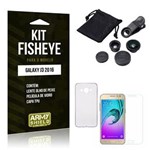 Ficha técnica e caractérísticas do produto Kit Fisheye Samsung J3 2016 Película de Vidro + Lente Fisheye + Capa TPU -ArmyShield