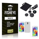 Ficha técnica e caractérísticas do produto Kit Fisheye Samsung S5 Película de Vidro + Lente Fisheye + Capa TPU -ArmyShield