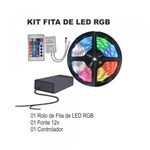 Kit Fita de Led Rgb de 5 Metros + Controle 24 Teclas + Fonte 12V Smd3528 300 - Fontek