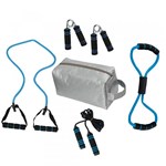 Ficha técnica e caractérísticas do produto Kit Fitness Tonificador Muscular com Bolsa 6 Peças Azul Mor