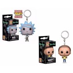 Kit Funko Pop - 2 Chaveiros Rick e Morty - Pocket Pop! Funko