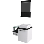 Ficha técnica e caractérísticas do produto Kit Gabinete P/ Banheiro Compace Legno 631w 3 Pçs Branco/preto Onix