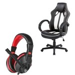 Ficha técnica e caractérísticas do produto Kit Gamer - com Cadeira Headset - PRETO