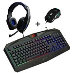 Ficha técnica e caractérísticas do produto Kit Gamer Knup Teclado + Mouse + Fone 358 Azul