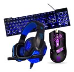 Kit Gamer Teclado Mouse Fone Headset Led Hz24-a (Azul) - Haiz