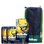 Kit Gillette Fusion Proshield Apelho + Carga com 4 Unidades + Porta Chuteira