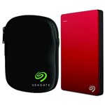 Kit HD Ext. Seagate 1TB Backup Plus Slim Vermelho USB 3.0 + Case Seagate