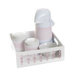 Ficha técnica e caractérísticas do produto Kit Higiene com Porcelanas e Capa Florzinha Rosa Quarto Bebê Menina