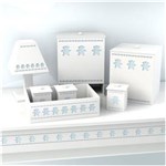 Ficha técnica e caractérísticas do produto Kit Higiene Madeira Ursinhos Branco C/ Azul Bebê 7 Peças