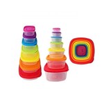 Kit Jogo 7 Tigelas Pote de Plastico com Tampa para Freezer e Microondas Compacto Color - Gimp
