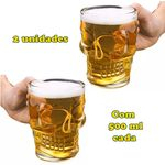 Ficha técnica e caractérísticas do produto Kit Jogo com 2 Canecas de Vidro Crânio Caveira 500 Ml para Chopp Cerveja
