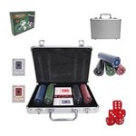 Ficha técnica e caractérísticas do produto Kit Jogo de Poker 200 Fichas + 2 Baralhos + 5 Dados + Maleta