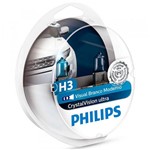 Ficha técnica e caractérísticas do produto Kit Lâmpada Crystal Vision Ultra 55W 12v PK22s H3 Farol - Philips