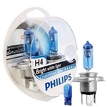 Ficha técnica e caractérísticas do produto Kit Lampada Philips Crystal Vision H4 55w 12v + Par de Pingos - Efeito Xenon