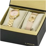 Ficha técnica e caractérísticas do produto Kit Lince Feminino Dourado Relógio e Pulseira Lrg4459l Kt79